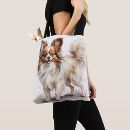 BROWN & WHITE PAPILLON PUPPY HUND TYGKASSE
