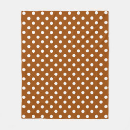 Brown White Polka dots Design Fleecefilt