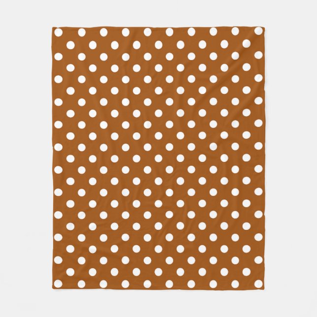 Brown White Polka dots Design Fleecefilt (Framsidan)