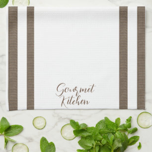 Brown White Rand Kitchen Hand Towel Gourmet Kökshandduk