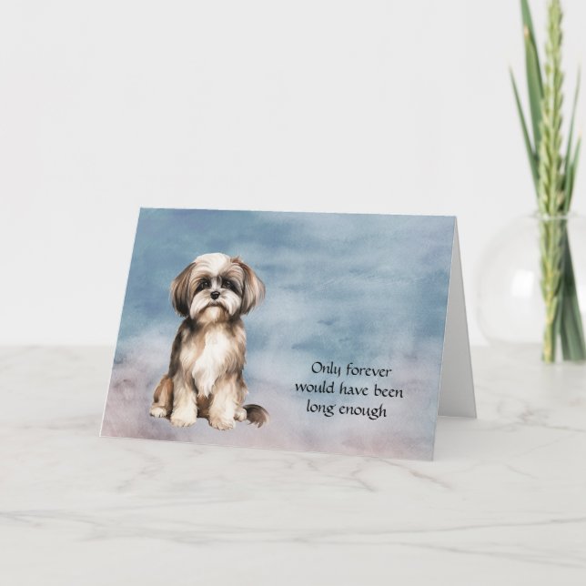 Brown White Shih Tzu Hund Loss Sympathy Card Helgkort (Framsida)