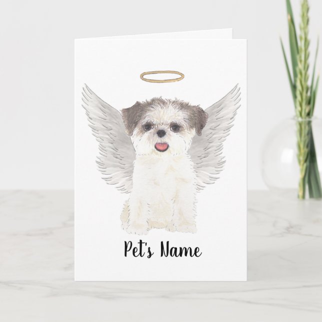 Brown & White Shih Tzu Sympathy Memorial Kort (Framsida)