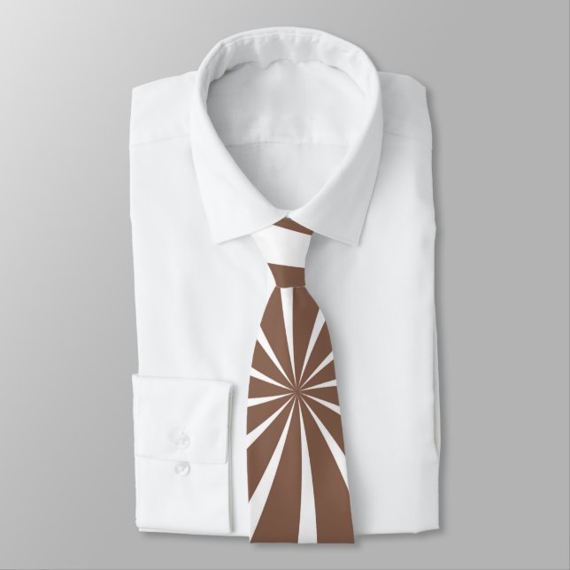 Brown & White Sunray Mönster Neck Tie Slips (Bunden)