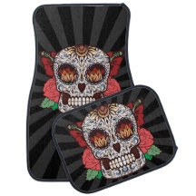 Brown White TattoSugar Skull Rosa ros