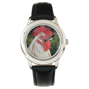 Brown White Tupp Ansikte, Kids Leather Watch. Armbandsur