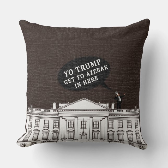 Brown White Yo Trump Kom back Whitehouse Kudde (Framsida)