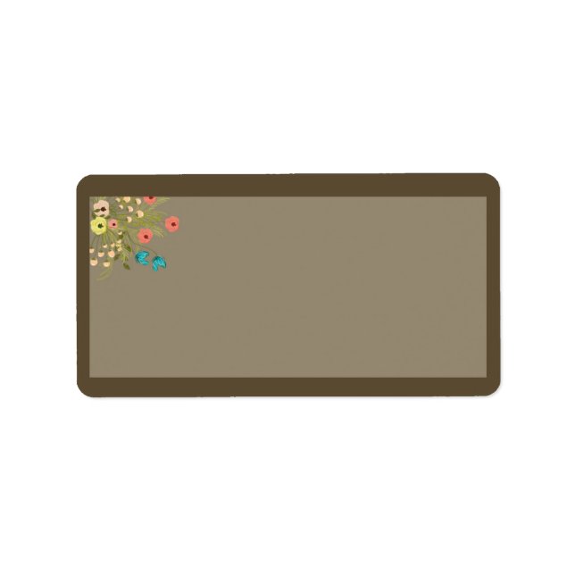 Brown Wildblomme Bröllop e-postadress, etikett Adressetikett (Framsidan)