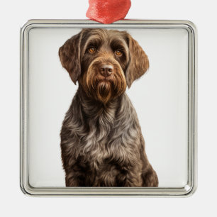 BROWN WIREHAIRED POINTING GRIFFON HUND JULGRANSPRYDNAD METALL