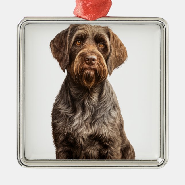 BROWN WIREHAIRED POINTING GRIFFON HUND JULGRANSPRYDNAD METALL (Framsidan)