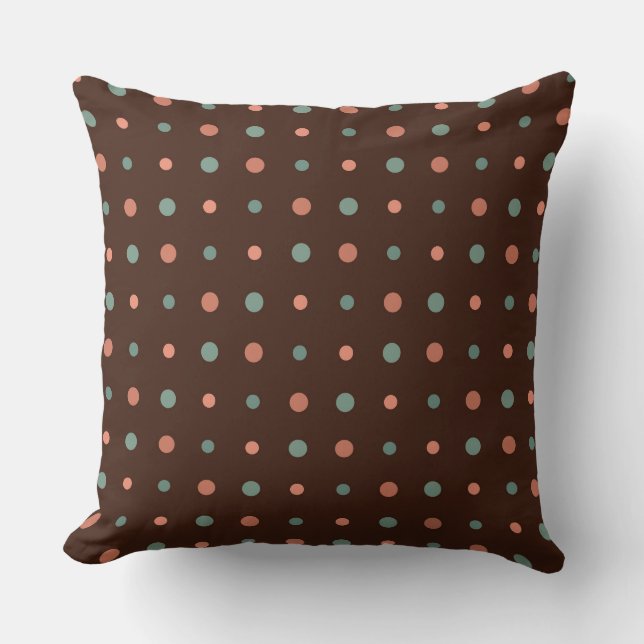 Brown with dusty pink and blue dots kudde (Framsida)