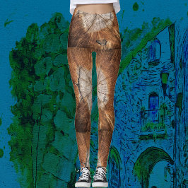 Brown Wood Abstrakt Art Modern Chic Party | AVSLAP Leggings