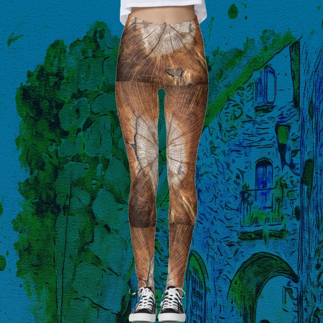Brown Wood Abstrakt Art Modern Chic Party | AVSLAP Leggings (Skapare uppladdad)