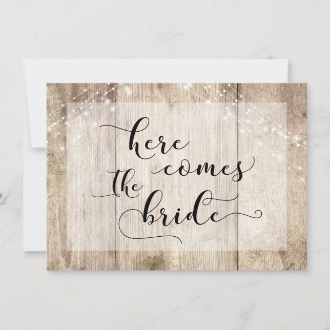 Brown Wood Ljus här kommer från Hund skylt Inbjudningar (Framsida)