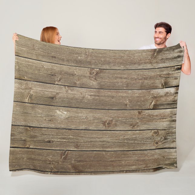 Brown Wood Mönster Handsome Rustic Fleecefilt (På plats)