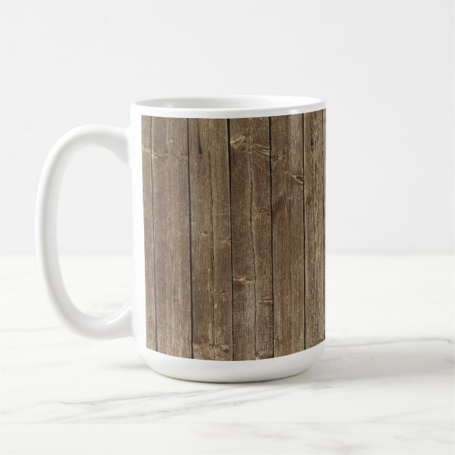 Brown Wood Mönster Handsome Rustic Kaffemugg (Vänster)