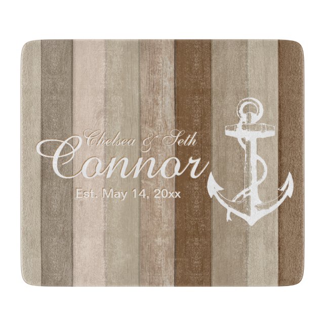 Brown Wood Nautical Rand & Anchor Caking Board (Framsidan)