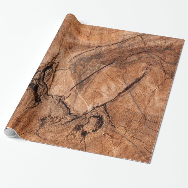 Brown Wood Presentpapper (Utrullad)