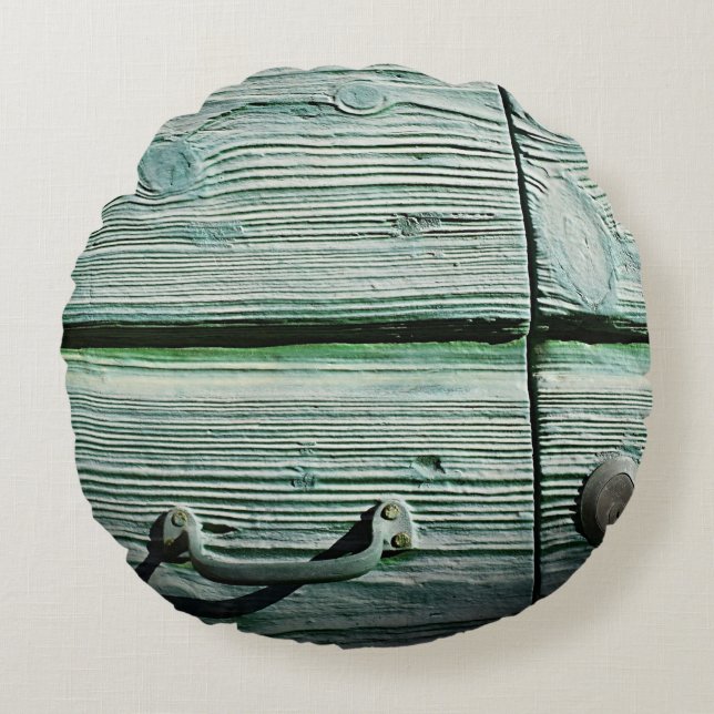 Brown wooden drawer rund kudde (Framsidan)