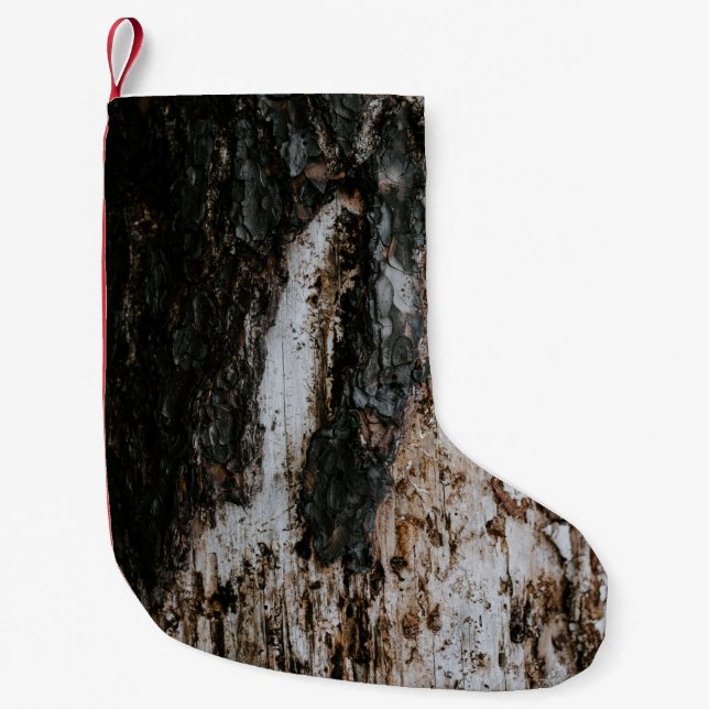 Brown wooden log liten julstrumpa (Framsidan)