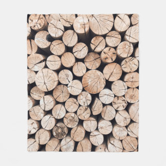 Brown wooden log lot fleecefilt