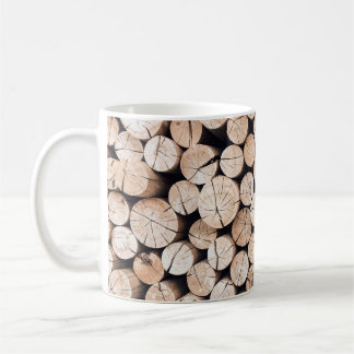 Brown wooden log lot kaffemugg