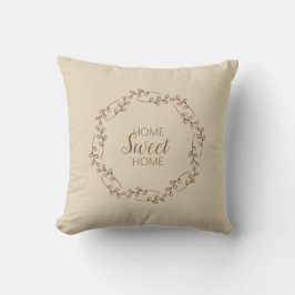Brown Wreath Branches with Home Sweet Home Quote Kudde