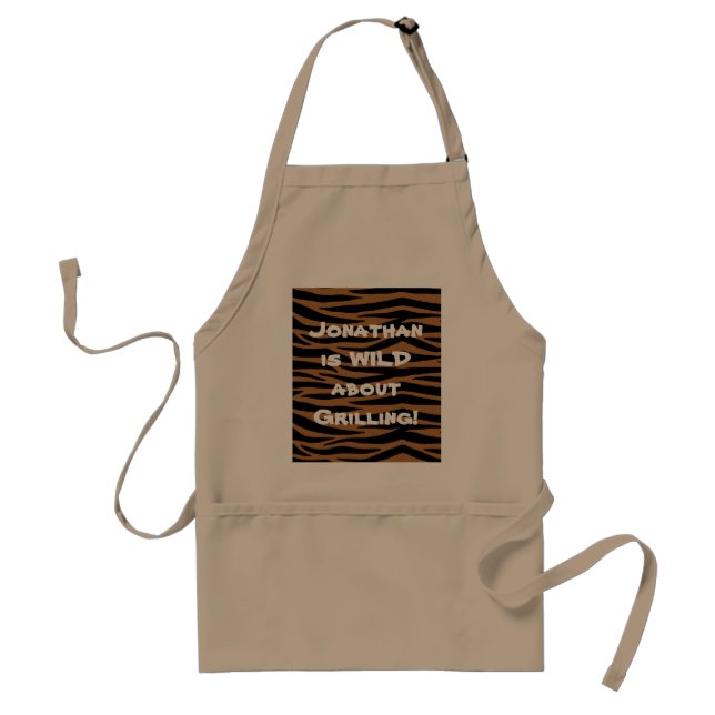 Brown Zebra ränder Apron Förkläde (Framsidan)