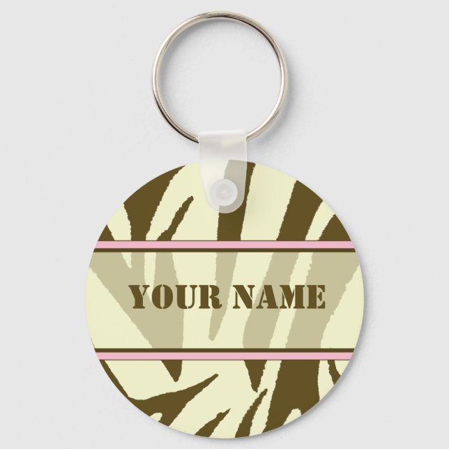 Brown Zebra tryck Keychain Nyckelring (Framsida)