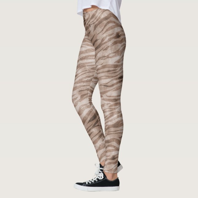 Brown Zebra tryck Leggings (Vänster)