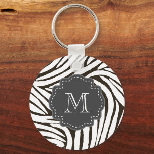 Brown Zebra tryck Nyckelring