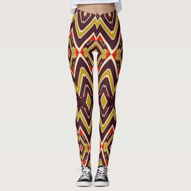 Brown zigzag Classic mönster "Ratti_Kreativ_Arts" Leggings (Framsida)