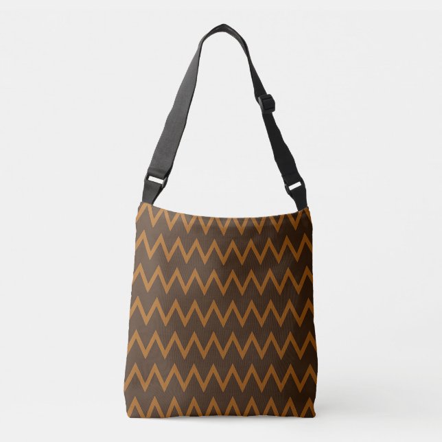 Brown Zigzag Crossbody Bag Axelväska (Framsida)