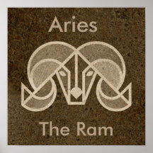 Brown Zodiac Aries, Ram, Horoscope Poster