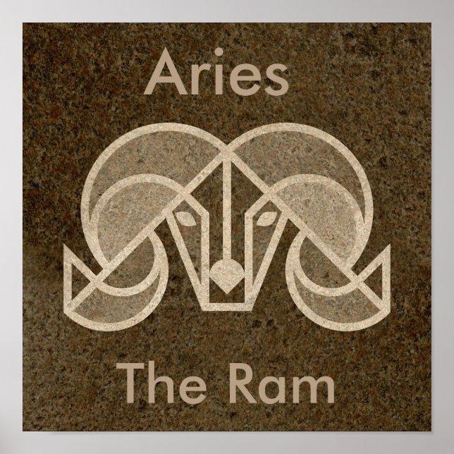 Brown Zodiac Aries, Ram, Horoscope Poster (Framsidan)