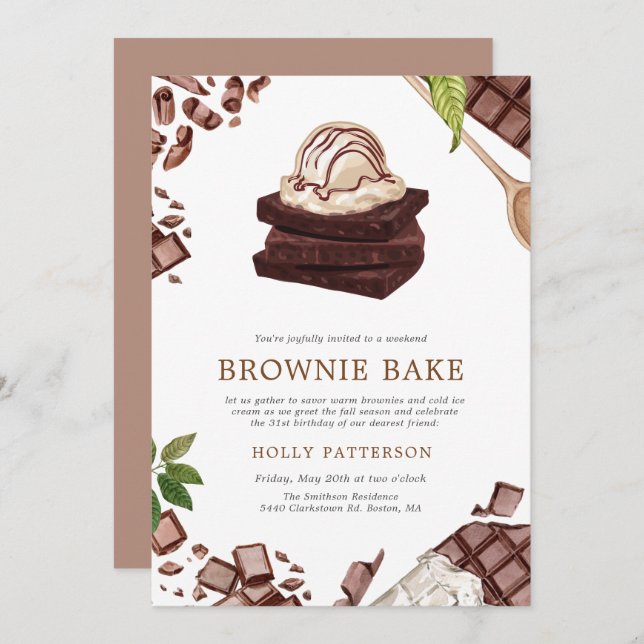 Brownie Bake | Inbjudan till uppvärmning av hemmet (Fram/baksida)