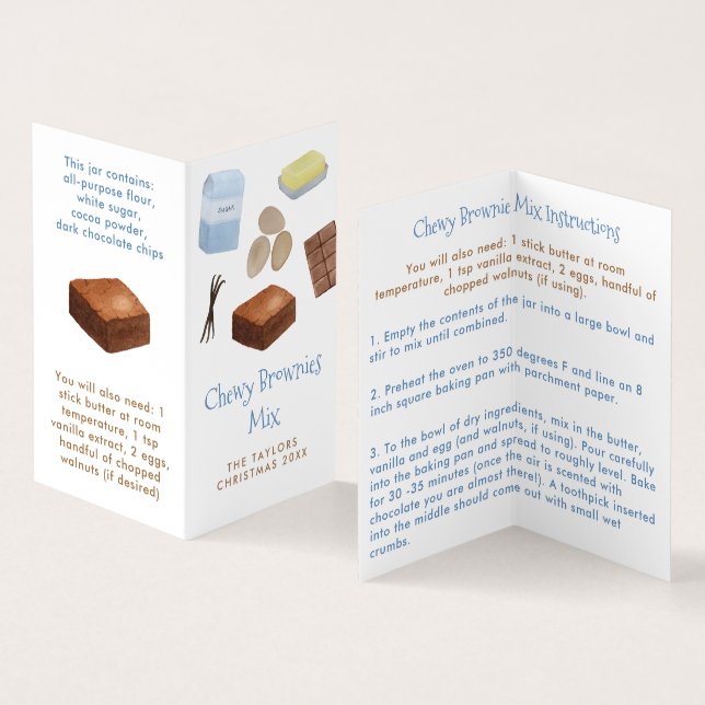 Brownie Mix Homemade DIY jul Gift-etikett Visitkort (In- och utsida)