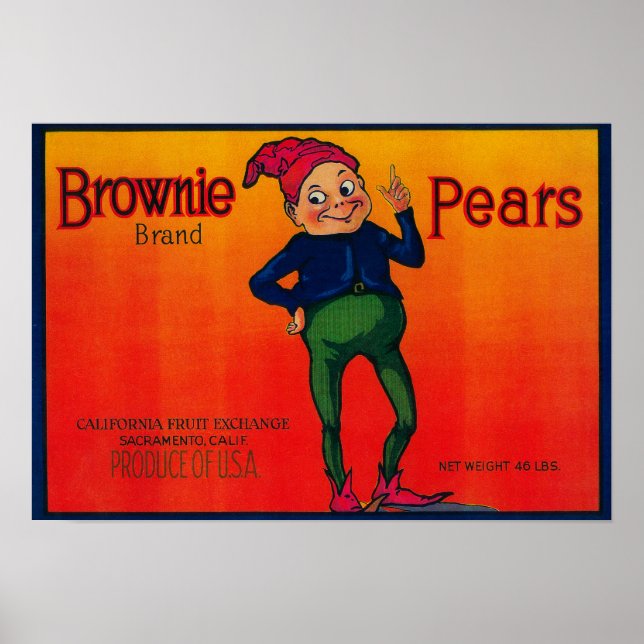 Brownie Pear Låda-etikett Poster (Framsidan)