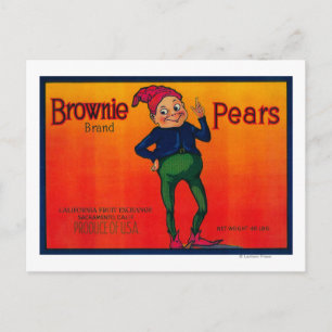 Brownie Pear Låda-etikett Vykort