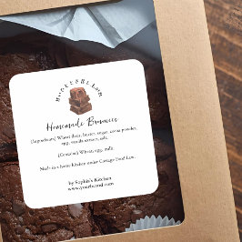 Brownie Vattenfärg Minimalistiskt Bageri Ingredien Fyrkantigt Klistermärke
