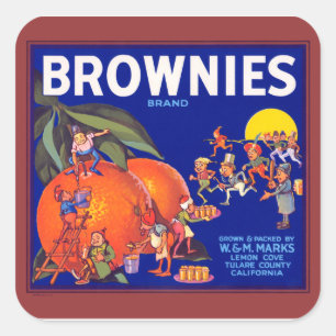Brownies Brand California Oranges Fyrkantigt Klistermärke