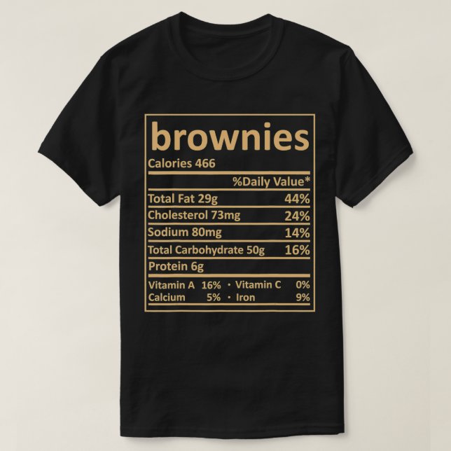 Brownies Nutrition Thanksgiving Costume Food Facts T Shirt (Design framsida)