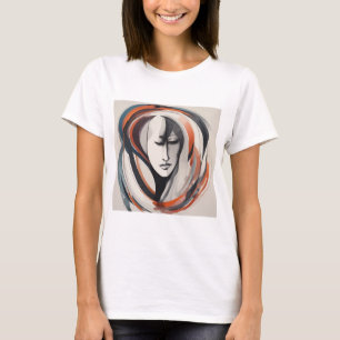 Brownish Abstrakt Elegant Ansikte T-Shirt