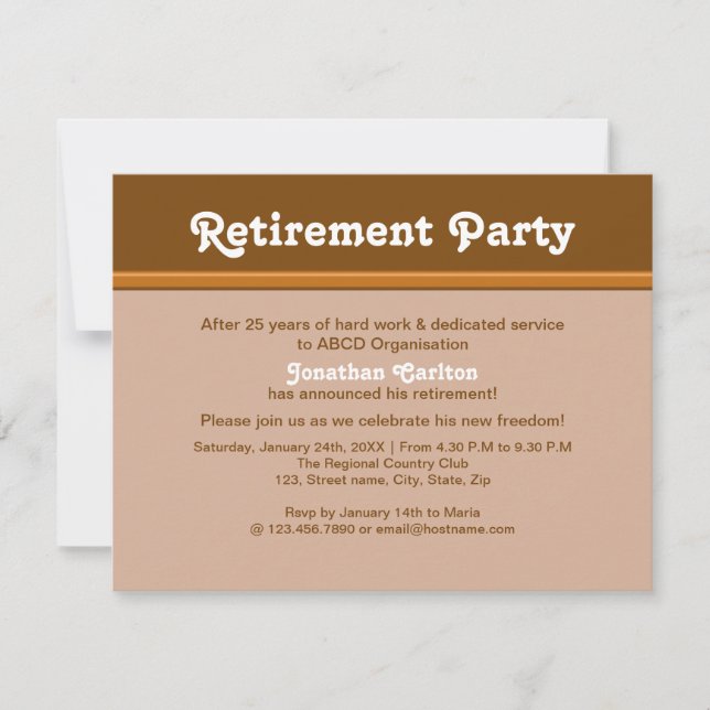 Brownish Pension Party Inbjudningar (Framsida)