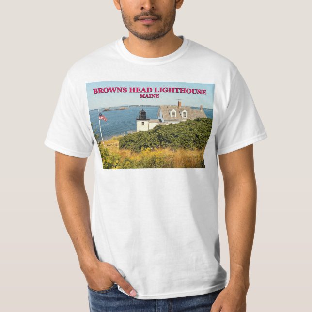 Browns Head Lighthouse, Maine T-shirt (Framsida)