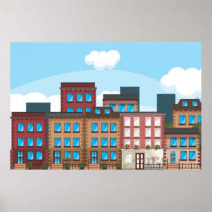 Brownstone Byggnad Poster