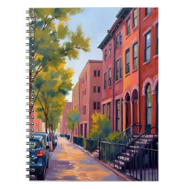 Brownstone Stadsgata | Boston Brick Watercolor  Anteckningsbok