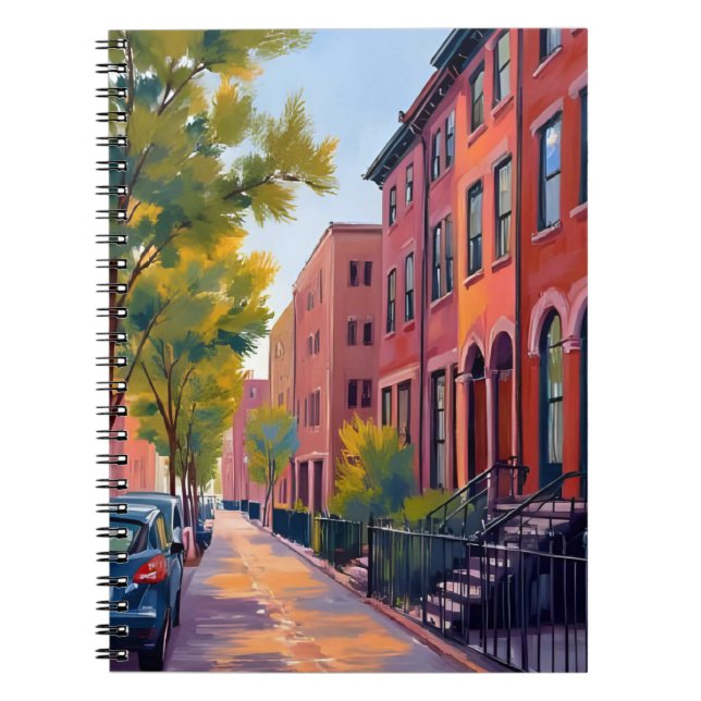 Brownstone Stadsgata | Boston Brick Watercolor  Anteckningsbok (Framsidan)