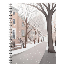 Brownstone Street | Snowy Winter Watercolor Anteckningsbok