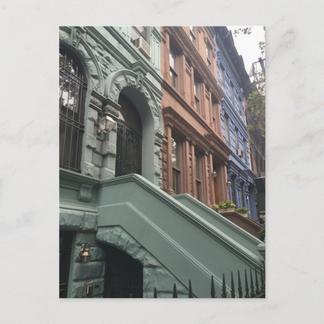 Brownstone Upper Väster Side New York City NYC Vykort (Framsida)