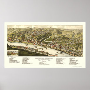Brownsville, PA Panoramic Karta - 1883 Poster